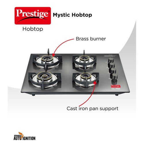 Prestige Mystic Toughened Glass-Top Hobtop (4 Burners) - PHTM 04