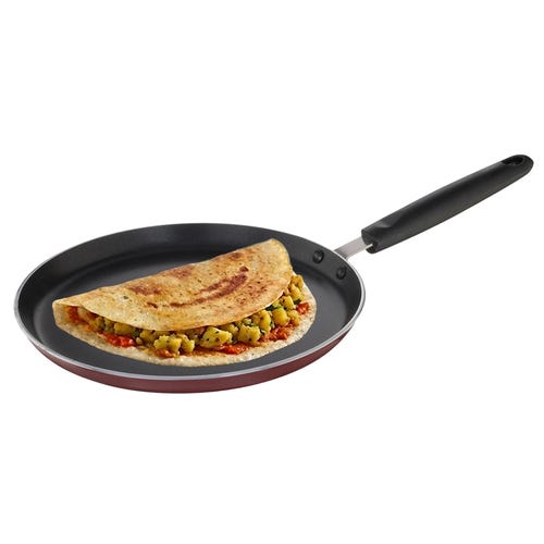 Prestige Omega Deluxe Aluminium Induction Base Non-Stick Omni Tawa, (Red)