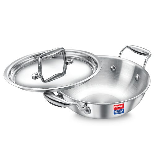 Prestige Tri Ply Splendid Kadai With SS Lid