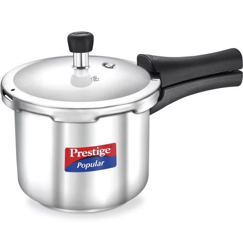 Prestige Popular Outer Lid Stainless Steel Gas and Induction Compatible Pressure Cooker, 2 L (Silver)