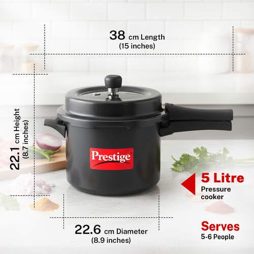 Prestige Popular Svachh Hard Anodised Pressure Cooker 5.0 L