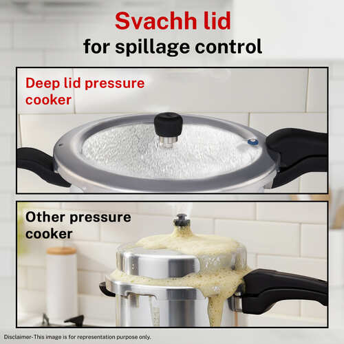 Prestige Svachh Aluminium Anti Bulge Induction Base Senior Deep Pan Pressure Cooker, 5 L (Silver)