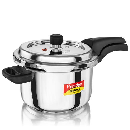 Prestige Deluxe Alpha Svachh Stainless Steel Spillage Control Pressure Cooker (Silver) 4 L