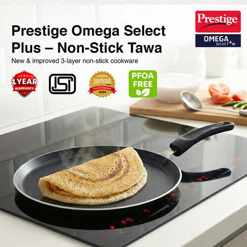 Prestige Non-stick Dosa Tawa 27.5cm | OSP IB | Gas & Induction Compatible | PFOA Free | Metal Spoon Friendly | Sturdy Handle | 1Y Warranty | ISI Certified