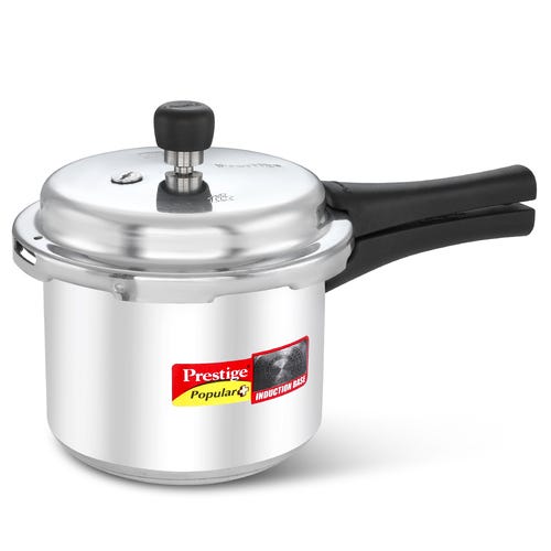 Prestige Popular Plus Virgin Aluminium Gas and Induction Compatible Pressure Cooker, 3 L (Silver)