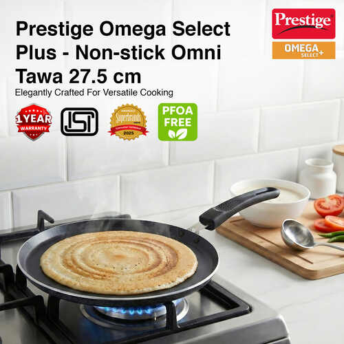Prestige Omega Select Plus Non-stick Omni Tawa, 27.5 cm (Black)