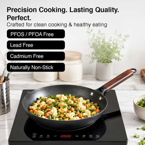 Prestige Castlite Nitride Cast Iron Fry Pan 20cm/0.9L | Lightweight, High Heat Retention & Rust-Proof | Gas & Induction Compatible | Low-Oil Cooking | Stay-Cool Handle | Chemical-Free | 15Y Warranty
