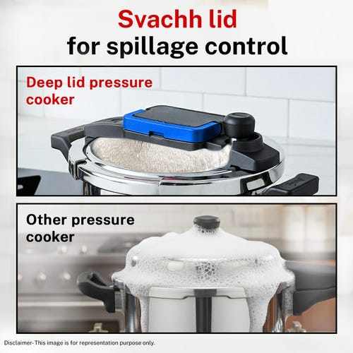 Prestige Svachh Flip-on Hard Anodised Gas and Induction Compatible Pressure Cooker with Glass Lid, 5 Litre (Black)