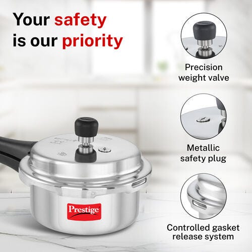 Prestige Popular Virgin Aluminium Pressure Cooker, 2 L (Silver)