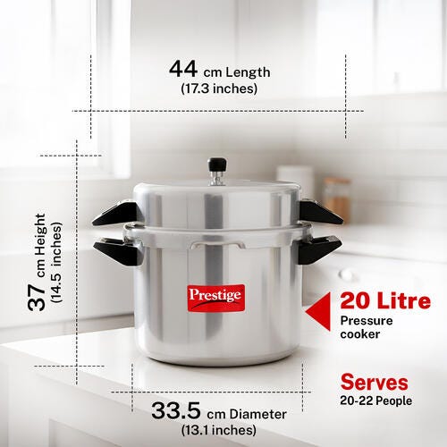 Prestige Money Saver Virgin Aluminium Pressure Cooker, 20 L (Silver)