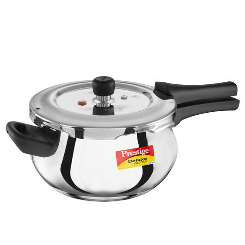 Prestige Deluxe Alpha Svachh Stainless Steel Spillage Control Junior Handi Pressure Cooker, 4 L (Silver)