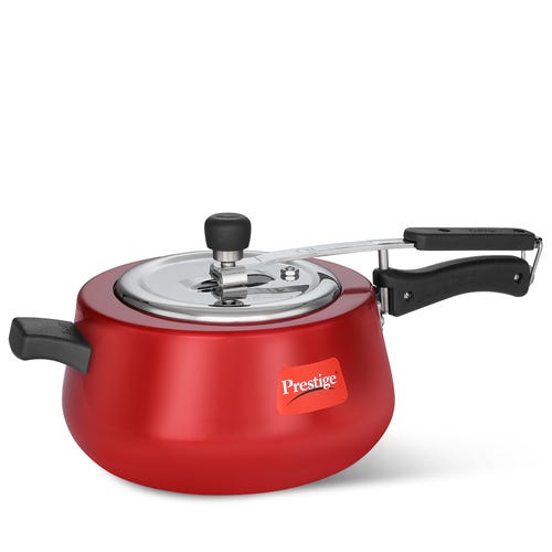 Prestige Nakshatra Cute Duo Svachh Aluminium Spillage Control Pressure Cooker (Red) 5 L