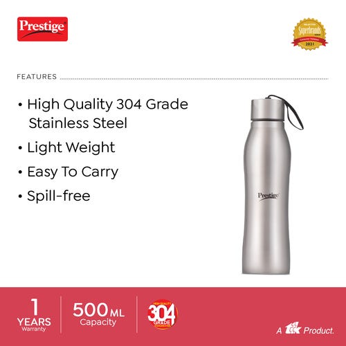 Prestige Thermopro PSWBC 11 Stainless Steel Water Bottle, 0.5L (Silver)