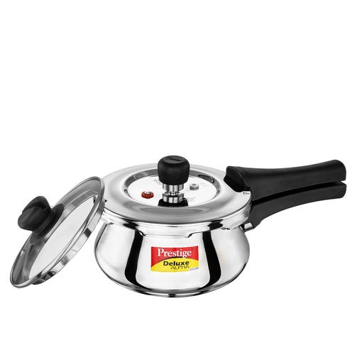 Prestige Deluxe Alpha Svachh Stainless Steel Spillage Control Pressure Cooker (Silver)