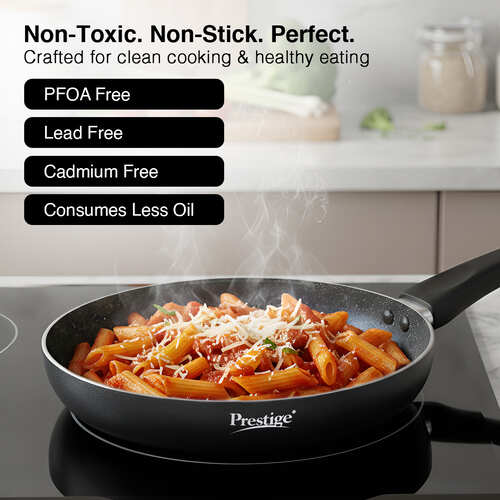 Prestige Omega Deluxe Granite Non-stick Round Base Fry Pan, 28cm - 3L (Black)