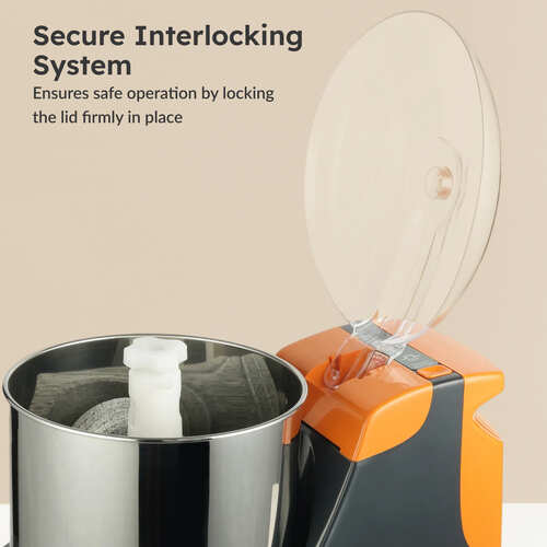 Prestige PWG 10 Orange Wet Grinder with Stainless Steel Drum, 2L, 200W