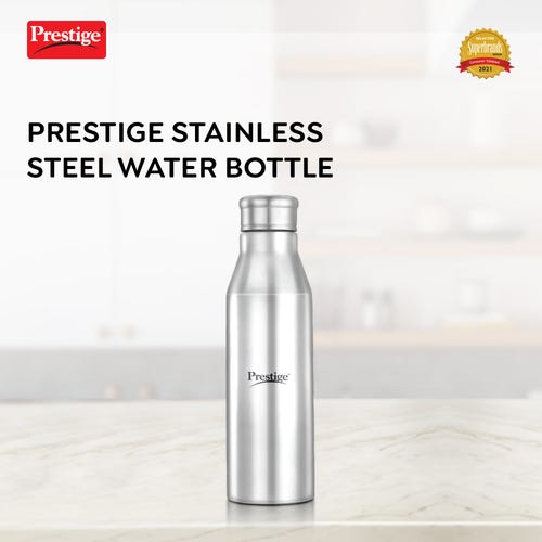 Prestige PSWBC 17 Stainless Steel Spill Free Water Bottle, 1 Litre, Silver