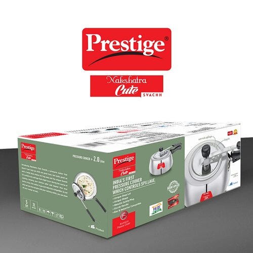 Prestige Nakshatra Cute Svachh Aluminium Gas and Induction Compatible Pressure Cooker (Silver)