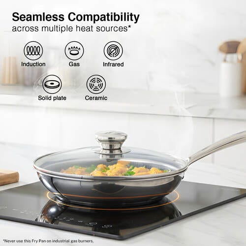 Prestige TRIPLY HexaMagic Fry Pan 24cm/1.7L | Durable Honeycomb Non-Stick Structure | Low Oil Consumption | Metal Spoon Friendly | Gas & Induction Compatible | 15Y Product & 3Y Coating Warranty| ISI