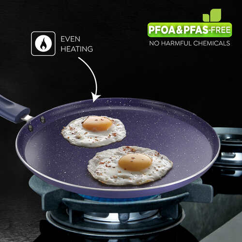 Prestige Ceraglide Ceramic Coated 28cm Non-Stick omni tawa | Consumes Less Oil | Preferred For High Heating & Even Heating | Stain-Resistant | Gas & Induction Compatible | No Harmful Chemicals