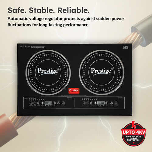 Prestige Double Induction Cooktop PDIC 3.0 - 2000 Watts | Indian Menu Option | 1 year Warranty