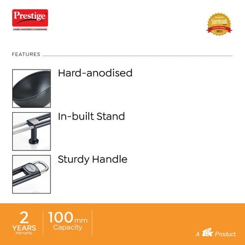 Prestige Hard Anodised Cookware Tadka Pan, (Black)