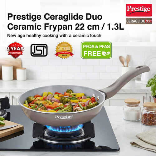 Prestige Ceraglide Duo Ceramic Coating Non Stick Aluminium Cookware Fry Pan Dia 22 cm (1.3 Litre)