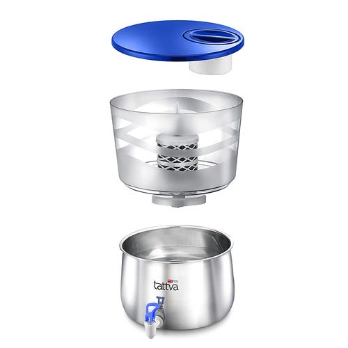 Prestige CleanHome Tattva 1.0 Stainless Steel Water Purifier, 16 L (Silver, Blue)