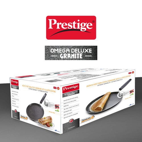 Prestige Omega Deluxe Granite Non-stick Round Base Omni Tawa (Black)