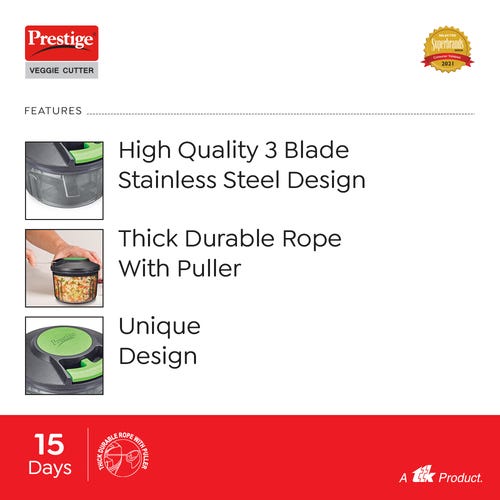 Prestige PVC 8.0 Veggie Cutter with 3 Stainless Steel Blades (Jumbo Bowl) (Black)