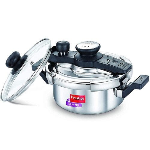 Prestige Clip-on Mini Svachh Stainless Steel Spillage Control Pressure Cooker (Silver)