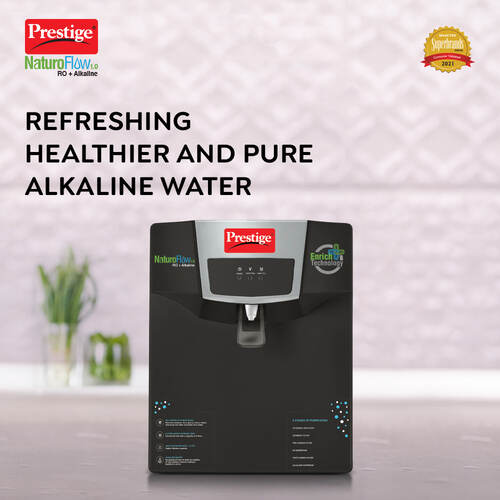 Prestige CleanHome Naturoflow 1.0 RO+ Alkaline Water Purifier, 8L (Black)