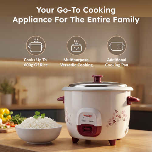 Prestige Delight Electric Rice Cooker - PRWO- Red (1.5L Open Type)