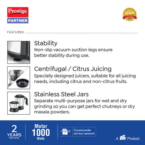 Prestige Partner Stainless Steel Food Processor 1000 W