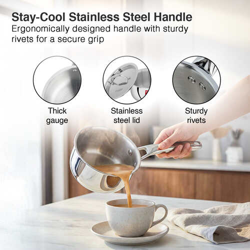 Prestige 14cm/1.1L Tri-Ply Stainless Steel Splendid Sauce Pan with Lid