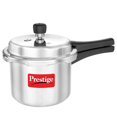 Prestige Popular Virgin Aluminium Precision Weight Valve Pressure Cooker, (Silver)
