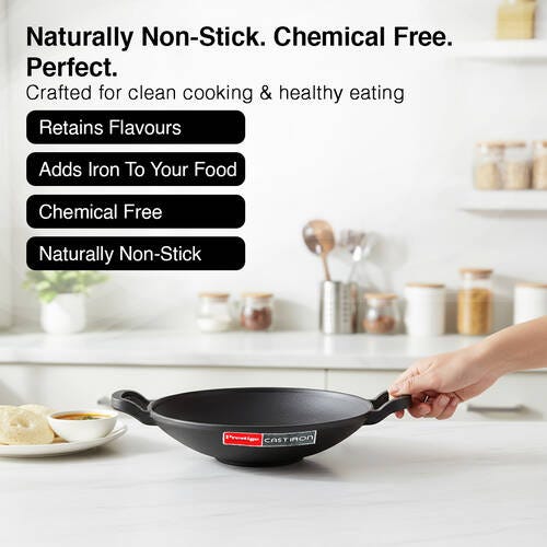 Prestige Cast Iron Cookware Appachetty with Glass Lid, Dia 20 Cm