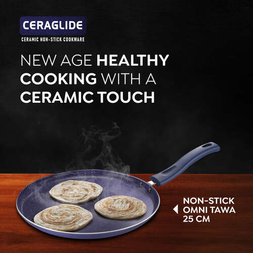 Prestige Ceraglide Ceramic Coating Non-Stick Aluminium Cookware Omni Tawa