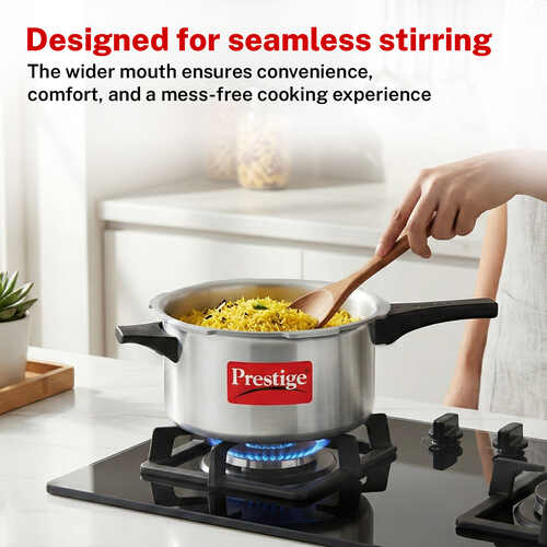 Prestige 4 Litre Aluminium Popular Svachh Outer Lid Pressure Cooker | Deep Lid for Spillage Control | Anti-Bulge Base | Gasket Release System | 5Y Warranty | ISI Certified