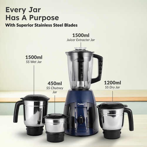 Prestige Atlas Supreme Mixer Grinder, With Accessories - Stainless Steel Jar - 3 Unit And Juicer Jar -1 Unit