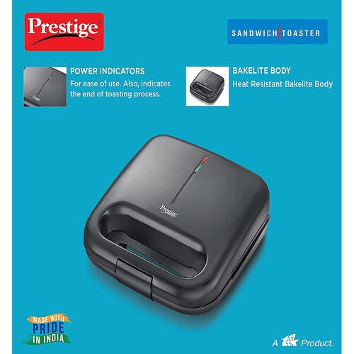 Prestige PSDP 01 New Deep Sandwich Maker 750W with Non-stick Heating Plates