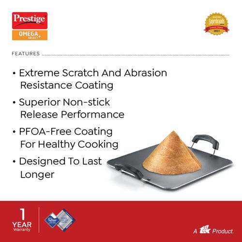 Prestige Omega Select Plus Non-stick Square Tawa, (Black)
