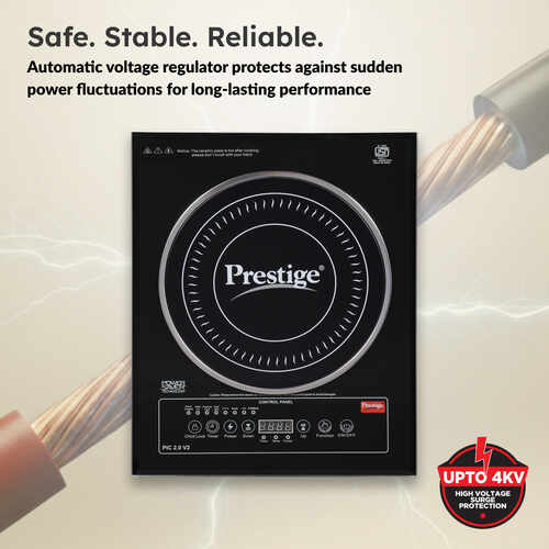 Prestige PIC 2.0 V2 Induction Cooktop 2000W with Indian Menu Options (Black)