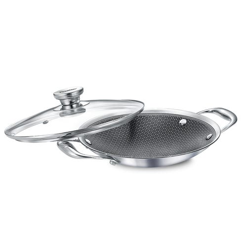 Prestige Tri-Ply Hexamagic Non-Stick Stainless Steel Cookware Appachetty Dia 22 cm with Glass Lid