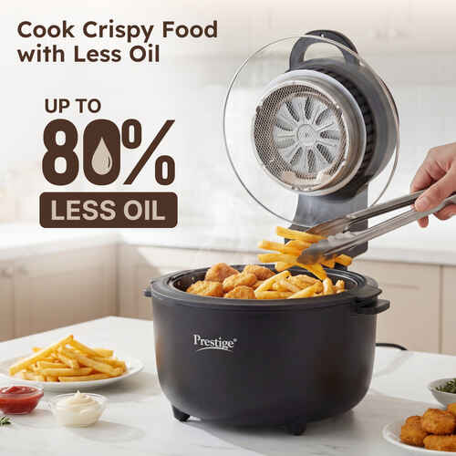Prestige Multi-Chef All-in-One Air Fryer |80% less Oil Consumption|6.5L Capacity |1200 Watts Power|Airfry,Oven, Toast, Grill|See Through Lid|Advance Digital Display|Even Heat Distribution|Black