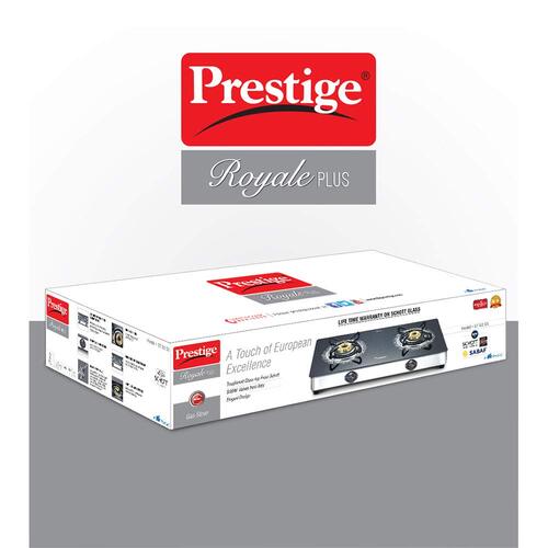 Prestige Royale Plus Schott Glass Top Gas Stove - (Black)