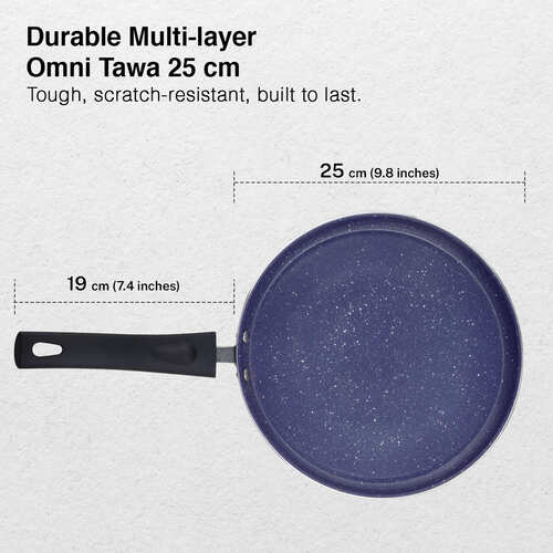 Prestige Ceraglide Ceramic Coated 25cm Non-Stick omni tawa | Consumes Less Oil | Preferred For High Heating & Even Heating | Stain-Resistant | Gas & Induction Compatible | No Harmful Chemicals