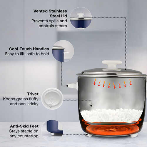 Prestige Electric Rice Cooker - Cute 2.8-2 SS (2.8 L Open Type, with Stainless Steel Cooking Pan - 2 Unit)