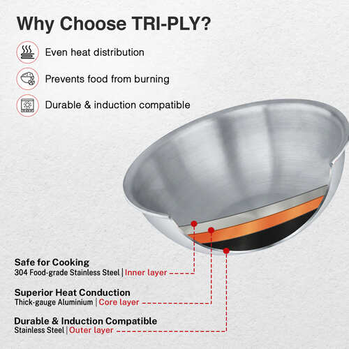 Prestige Tri Ply Splendid Tasla With SS Lid