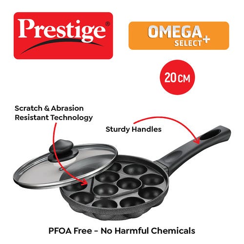 Prestige Omega Select Plus Paniyarakkal with Lid (Aluminium, Non-stick)